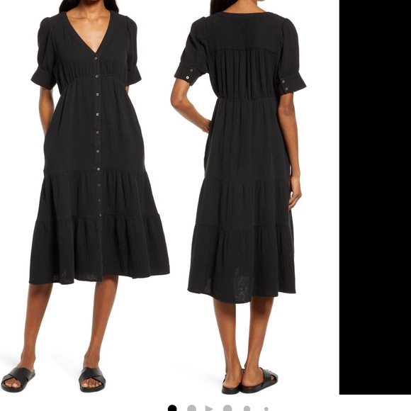 Madewell Dresses & Skirts - NEW madewell Lightspun Button Front Tiered Midi Dress black